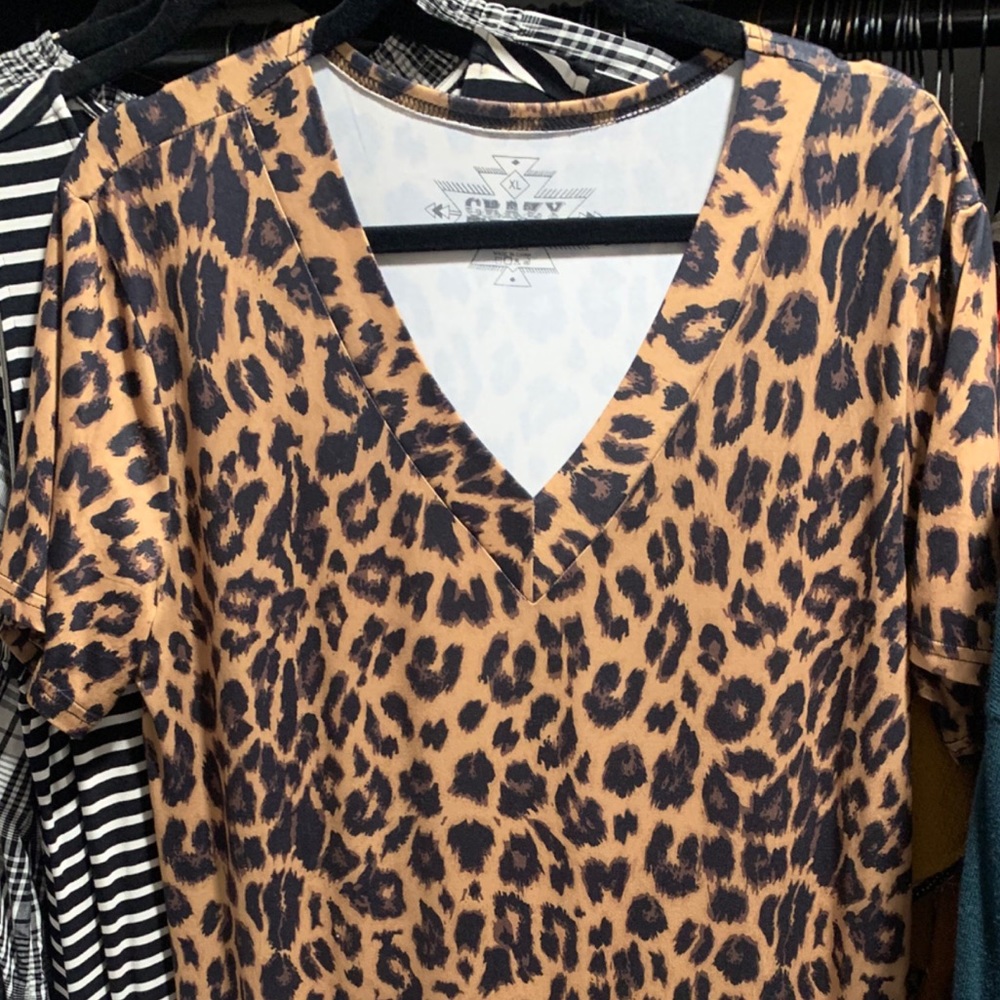 Floor length leopard print dress